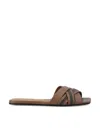 Brunello Cucinelli Leather Monili Flat Slide Sandals In Tawny