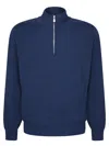 Brunello Cucinelli Sapphire Blue Cashmere Midzip Sweater In Blue