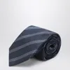Brunello Cucinelli Sapphire Blue Striped Silk Tie In Blue