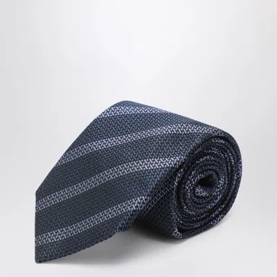 BRUNELLO CUCINELLI BRUNELLO CUCINELLI SAPPHIRE BLUE STRIPED TIE