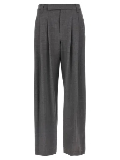 Brunello Cucinelli Grey Sartorial Baggy Pants In Black