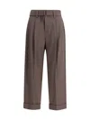 Brunello Cucinelli Baggy Tailored Wool Trousers In Brown