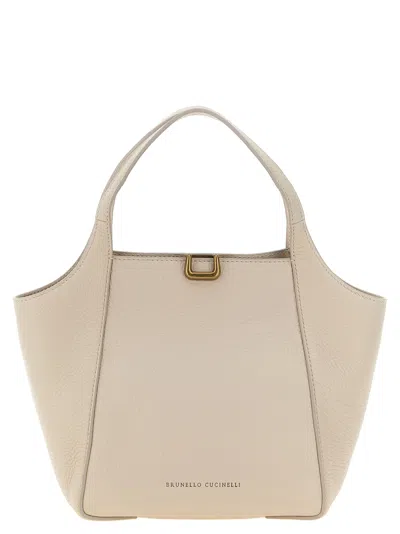 Brunello Cucinelli Sartorial Bucket Top Handle Bag In Neutral
