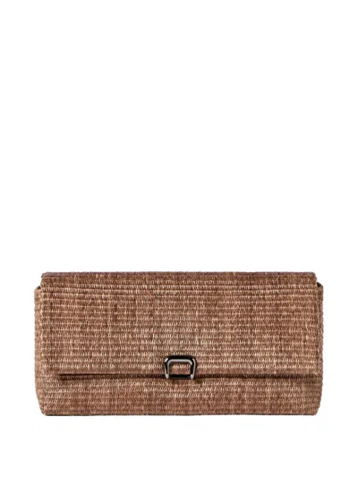 Brunello Cucinelli Sartorial Clutch Bag In Techno Cotton Raffia In Brown