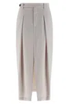 Brunello Cucinelli Curved Pleated Skirt Button Detail In Gray