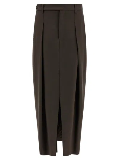 BRUNELLO CUCINELLI SARTORIAL CURVED SKIRTS BROWN