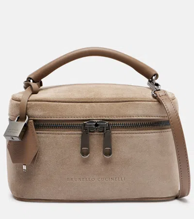 Brunello Cucinelli Sartorial Icon Small Suede Tote Bag