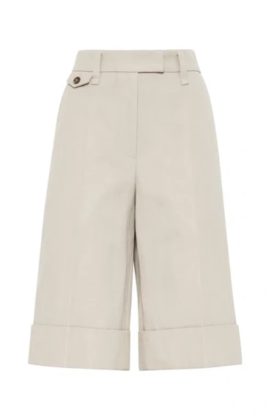 Brunello Cucinelli Sartorial Long Bermuda Shorts In Beige