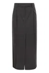 Brunello Cucinelli Women Sartorial Long Skirt In Virgin Wool Canvas In Grey