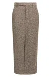 Brunello Cucinelli Diagonal Wool Tweed Midi Sartorial Pencil Skirt In Neutral