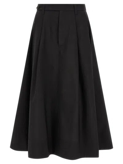 Brunello Cucinelli Pleated Techno Cotton Skirt In Black