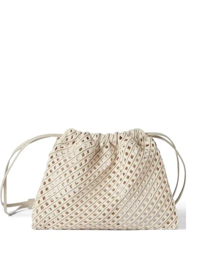 Brunello Cucinelli Sartorial Small Bucket Bag In Precious Cotton Net In Neutral