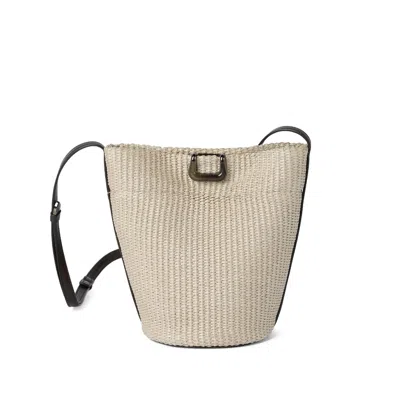Brunello Cucinelli Sartorial Small Bucket Bag In Techno Raffia In Neutral