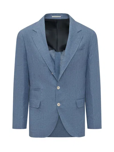 Brunello Cucinelli Sartorial Soft Fabric Blazer In Blue
