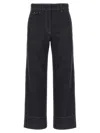 Brunello Cucinelli Blue Jeans With Wide Leg And Contrasting Stitching In Denim Woman