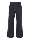 Brunello Cucinelli Blue Jeans With Wide Leg And Contrasting Stitching In Denim Woman In Blue