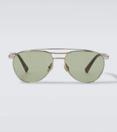 Brunello Cucinelli Sartorial Sunset Aviator Sunglasses In Green