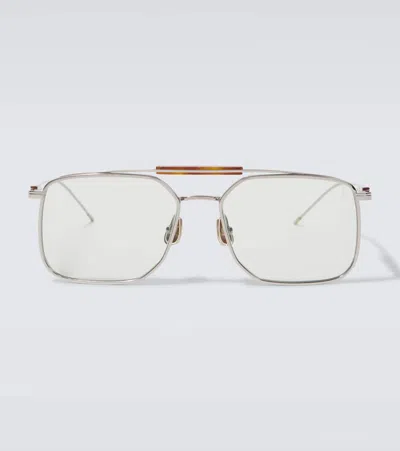 Brunello Cucinelli Sartorial Sunset Aviator Sunglasses In Silver