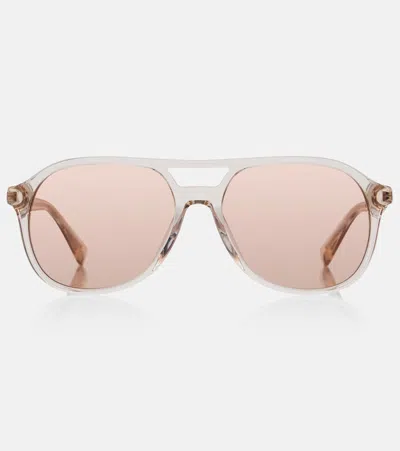 Brunello Cucinelli Sartorial Sunset Aviator Sunglasses In Transparent