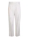 Brunello Cucinelli White Twill Baggy Sartorial Trousers In White