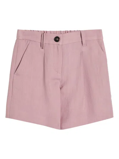 Brunello Cucinelli Kids' Sartorial Twill Shorts In Pink