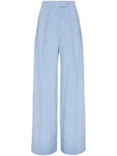 Brunello Cucinelli Sartorial Wide Trousers In Azure