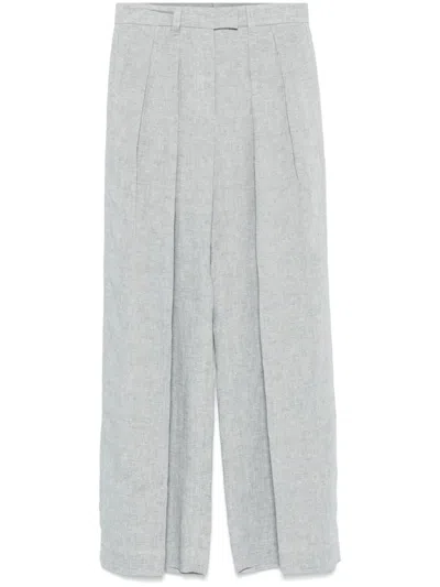 Brunello Cucinelli Sartorial Wide Trousers In Sparkling Linen Canvas In Gray