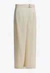 Brunello Cucinelli Women Ivory Fluid Twill Sartorial Wrap Trousers In Brown
