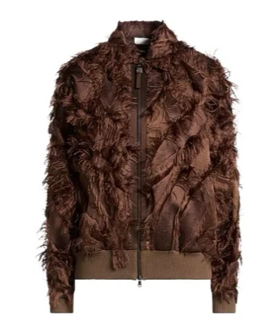 Brunello Cucinelli Satin Baseball Jacket In Brown