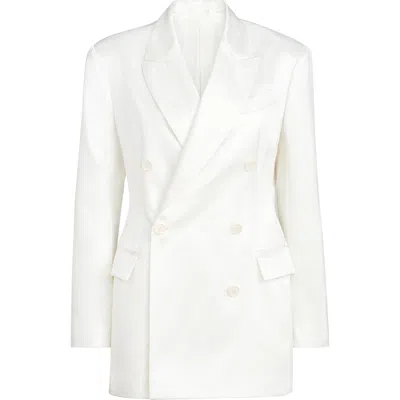 Brunello Cucinelli Satin Blazer With Monili In White