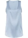 Brunello Cucinelli Scoop-neck Silk Blouse In Blau