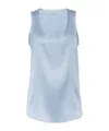 Brunello Cucinelli Scoop-neck Silk Blouse In Blue