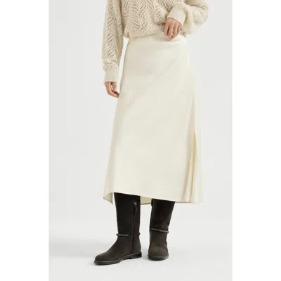 Brunello Cucinelli Satin Cady Fluid Pencil Skirt In Neutral