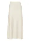 Brunello Cucinelli Satin Cady Fluid Pencil Skirt In White