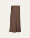 Brunello Cucinelli Satin Cady Maxi Pencil Skirt In Chocolate