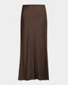 Brunello Cucinelli Cady Satin Fluid Bias-cut Skirt In Chocolate