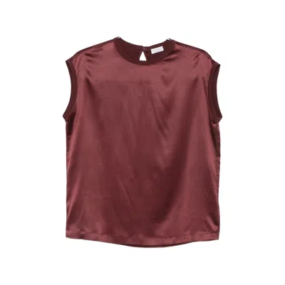 Brunello Cucinelli Satin Cap-sleeve Top In Brown