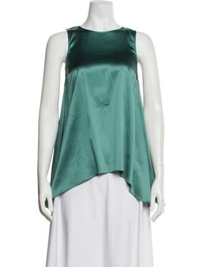 Pre-owned Brunello Cucinelli Satin Crew Neck Top In Green