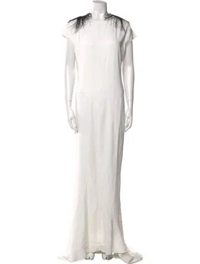 Pre-owned Brunello Cucinelli Satin Long Dress In White
