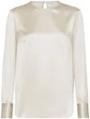Brunello Cucinelli Satin Long-sleeve T-shirt In Grey