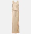 Brunello Cucinelli Satin Maxi Dress In Beige