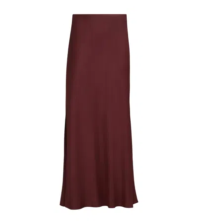 Brunello Cucinelli Satin Maxi Skirt In Burgundy