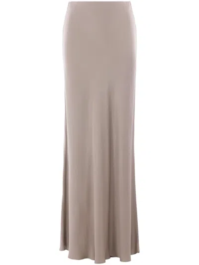 Brunello Cucinelli Satin Mermaid Skirt In Brown