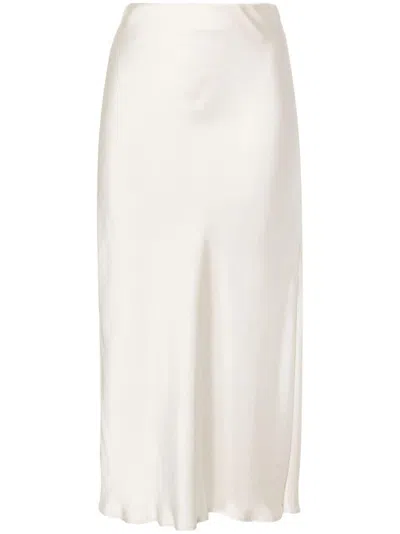 Brunello Cucinelli Satin Midi Skirt In Beige