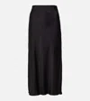 Brunello Cucinelli Satin Midi Skirt In Black