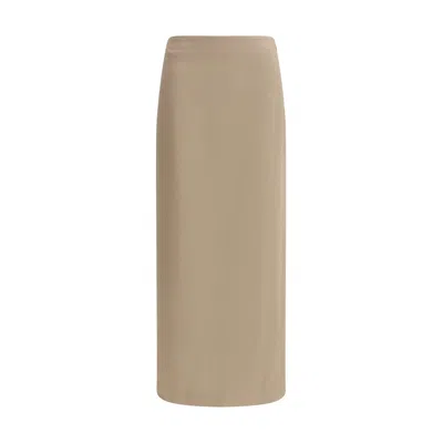 Brunello Cucinelli Satin Midi Women's Skirt In Gray