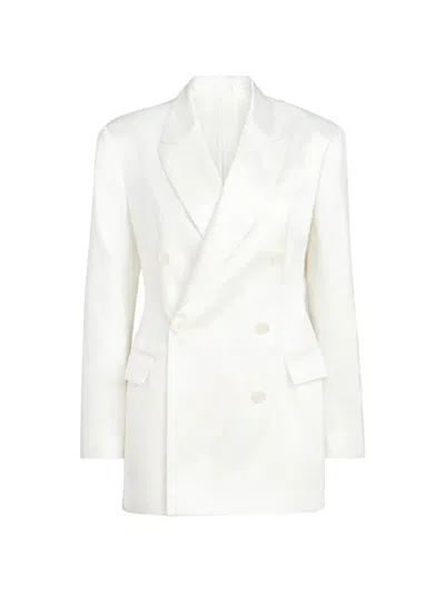 Brunello Cucinelli Satin Monili Blazer In White