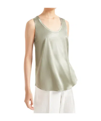 Brunello Cucinelli Satin Reversible Tank Top In Green