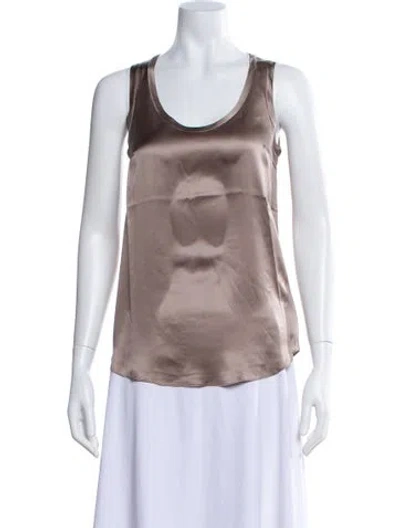 Pre-owned Brunello Cucinelli Satin Scoop Neck Top W/ Tags In Brown