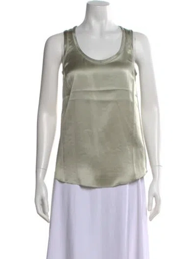 Pre-owned Brunello Cucinelli Satin Scoop Neck Top W/ Tags In Green